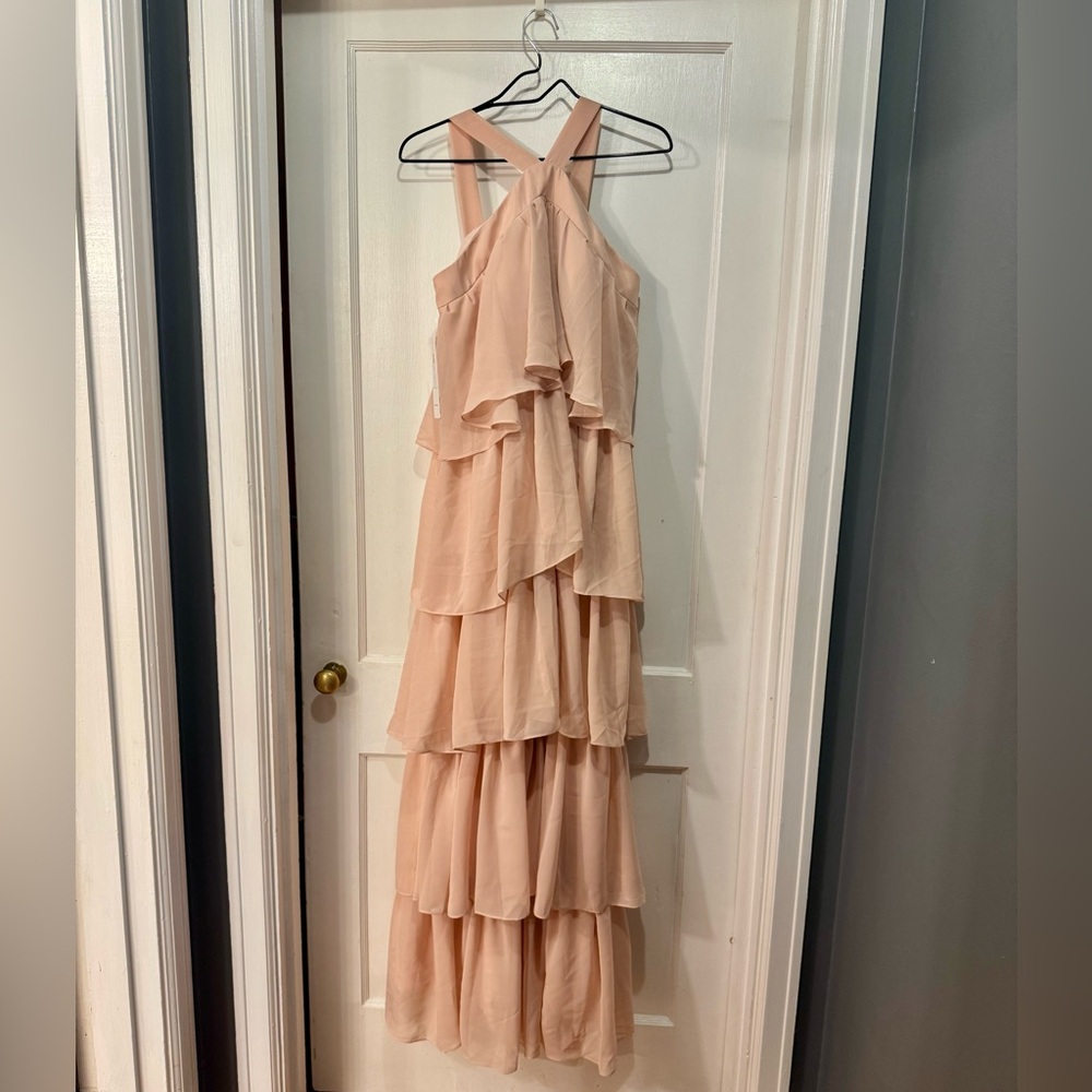 Halter neck ruffle tiered dress